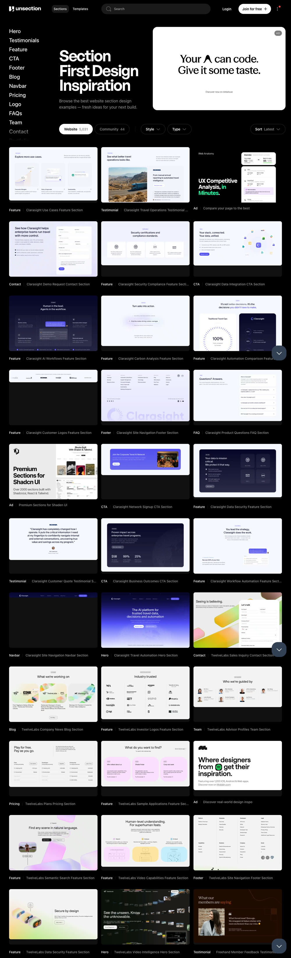Screenshot of unsection.com